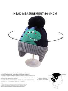 Set de 2 piezas: Gorro de esquí de punto con estampado de dinosaurio Y2K + Bufanda, gorra de invierno y calentador de cuello unisex para clima frío, uso casual de invierno