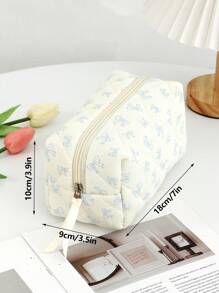 Túi đựng đồ trang điểm nơ dễ thương Túi đựng đồ vệ sinh cá nhân họa tiết nơ dễ thương Túi đựng đồ trang điểm du lịch có khóa kéo, Túi đựng mỹ phẩm chần bông, Túi đựng đồ trang điểm đi làm thời trang có thể gấp gọn đựng cọ Túi đựng mỹ phẩm thẩm mỹ làm quà tặng, Túi đựng đồ trang điểm cho bạn bè Túi đựng đồ trang điểm Túi đựng đồ trang điểm - Màu xanh lam - Xem 6