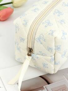 Túi đựng đồ trang điểm nơ dễ thương Túi đựng đồ vệ sinh cá nhân họa tiết nơ dễ thương Túi đựng đồ trang điểm du lịch có khóa kéo, Túi đựng mỹ phẩm chần bông, Túi đựng đồ trang điểm đi làm thời trang có thể gấp gọn đựng cọ Túi đựng mỹ phẩm thẩm mỹ làm quà tặng, Túi đựng đồ trang điểm cho bạn bè Túi đựng đồ trang điểm Túi đựng đồ trang điểm - Màu xanh lam - Xem 5