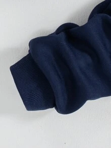 年轻男孩字母印花连帽运动衫和慢跑裤套装 - 寶藍色 - 查看 3