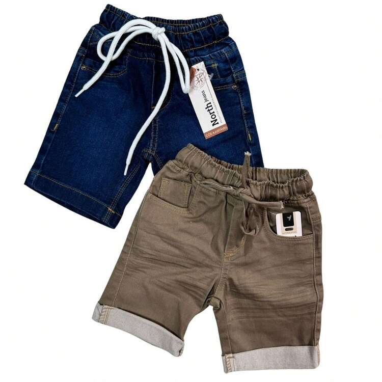 Two-Piece Jogger Shorts Set, Twill/Denim For Boys - 藍色 - 查看 1