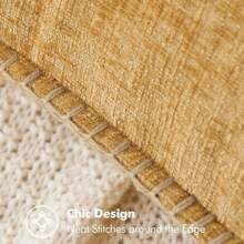 1pc Soft & Cozy Shearling-Like Double-Sided Cushion Cover With Sewn Edge, Spring/Summer Farmhouse Swan Velvet Pillow Case, Decorative Square Pillow Sham Suitable For Sofa & Bed - Gold - View 5