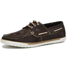 Docksides Men's Lace Up Nubuck Leather Casual Shoes - 鏽棕色 - 查看 1