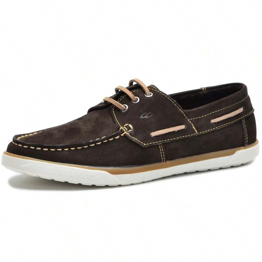 Docksides Men's Lace Up Nubuck Leather Casual Shoes - 鏽棕色 - 查看 1