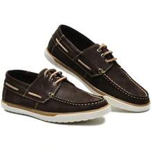 Docksides Men's Lace Up Nubuck Leather Casual Shoes - 鏽棕色 - 查看 6