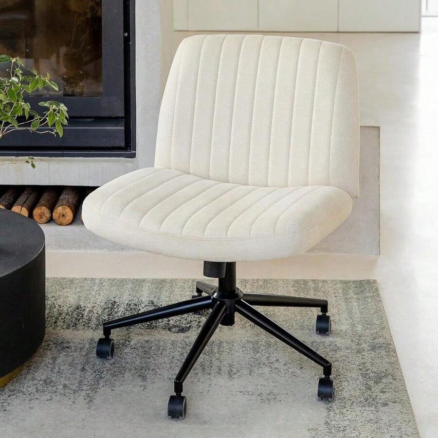 Criss Cross Chair With Wheels Fabric Home Office Chair Wide Armless