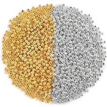 1200pcs Golden And Slivery Plastic Round Beads, 4mm CCB Spacer Beads, Loose Beads, For DIY Bracelets, Necklaces, Jewelry Making Accessories - Multicolor - View 10