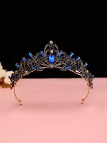 1 件儿童巴洛克复古风格珍珠水钻水晶公主皇冠头饰韩版公主可爱小女孩生日皇冠女童头冠舞台表演发饰（银色），适合女孩的礼物 - 彩色 - 查看 18