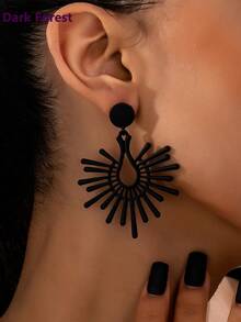 1 对黑暗森林哥特式风格女士时尚几何金属耳环，适合优雅派对、宴会和日常佩戴 - 耳環 - 查看 1