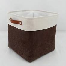 1PC Giỏ đựng đồ có thể gập lại, Dùng để sắp xếp hộp đựng đồ bằng vải, Giỏ đựng đồ có thể gập lại, Giỏ đựng đồ hình khối, Hộp đựng đồ bằng vải, Giỏ đựng đồ hình khối, Giỏ đựng quần áo có tay cầm bằng da PU, Thích hợp để làm quà tặng, Giỏ đựng đồ lớn, Dùng để đựng đồ chơi, sách, chăn - Nhiều màu - Xem 10