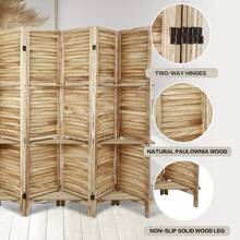 Biombo divisor de ambientes de 6 paneles, biombo divisor de ambientes plegable de madera, biombo divisor de ambientes con estantes y partición fácil de mover, biombo divisor de ambientes independiente con estantes de exhibición (marrón oscuro)