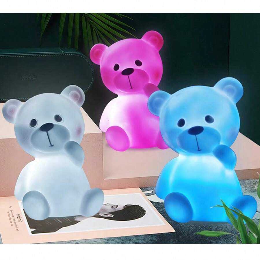Luminaria Urso Infantil Realista Abajur Decoração Para Quarto Sala - Branco - Visão 1
