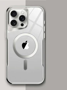 Case Transparent Magsafe Minimalist Cover IPhone 11 12 13 14 15 Pro Max - Xám - Xem 2