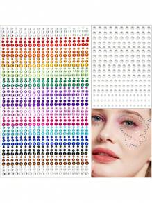 AVYRING 3 片彩虹水钻珍珠自粘珠宝适用于眼睛脸部身体头发宝石粘贴节日钻石配饰服装指甲 DIY 化妆 3 毫米 4 毫米 5 毫米 6 毫米 - 彩色 - 查看 12