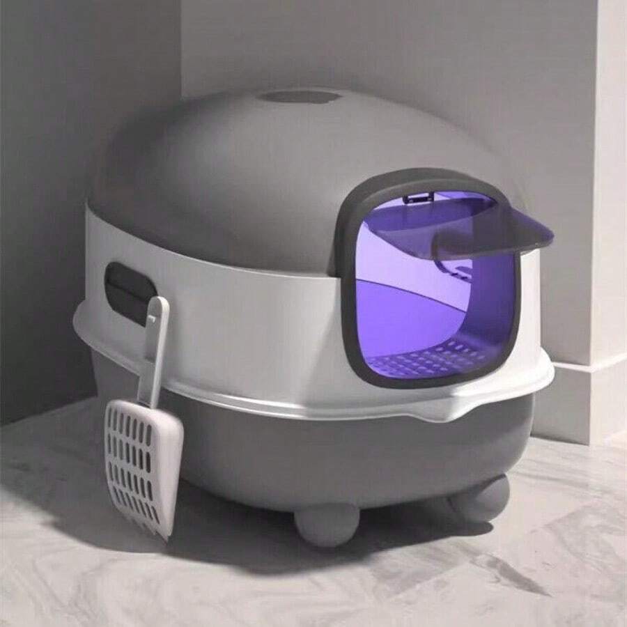 Large Cat Litter Tray Box Self Cleaning Hooded Pan Deodorizer UV