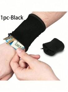 1 pieza Brazalete deportivo - Alta elasticidad, quédese  y con estilo con esta mini billetera de muñeca unisex con bolsillo con cremallera, bolsa transpirable para teléfono móvil, se pueden guardar llaves, identificación, tarjetas, efectivo, opción ideal para regalos - perfecto para gimnasio, fitness, deportes, al aire libre, correr, ciclismo y talla grande.