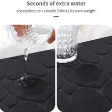 1 件经典四季石纹压花记忆泡沫 PVC 吸水防滑底浴室垫，长浴垫地毯家居浴室装饰户外地毯门垫夏季浴室配件 - 黑色 - 查看 7