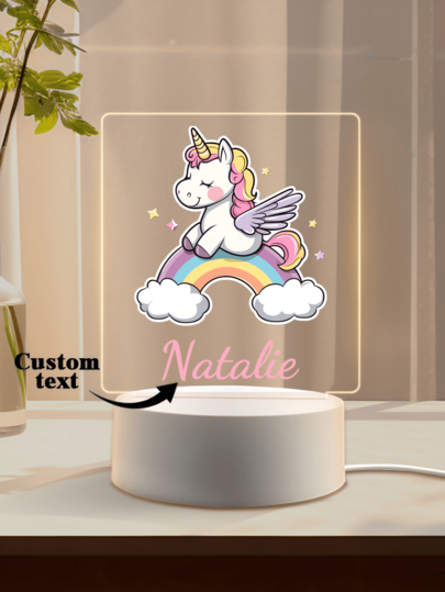 1 pc Lampu Tidur LED Ilusi 3D Kustom Nama Hadiah Kreatif Motif Pelangi Bintang dan Pony Warna-warni Cahaya Hangat Dekorasi Hadiah Ulang Tahun Tahan Air Cocok untuk Pelajar Anniversary Kelulusan Kembali ke Sekolah Dekorasi Kamar Estetik