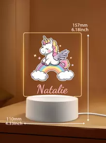 1件定制姓名创意礼品，彩虹、星星和彩色小马图案3D幻彩LED夜灯，暖光生日礼物装饰灯，防水，适合学生、儿童、周年纪念、生日、学校、办公室、家庭、毕业典礼、夏季家居装饰、返校房间装饰、学习用品、节日日历 - 七彩馬+1名字01 - 查看 6