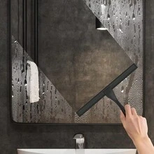 1 件装多用途不锈钢淋浴刮刀，适用于带粘钩的淋浴玻璃门，浴室清洁工具，家用窗镜刮刀，适用于玻璃门、清洁瓷砖墙壁、汽车、玻璃刮擦工具 - 黑色 - 查看 4