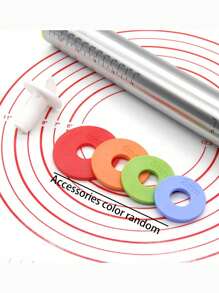 不銹鋼擀麵棍和烘焙墊套裝,大尺寸矽膠糕點墊帶可調整麵團擀麵卷環,非常適合製作比薩餅、派、糕點、意大利麵、餅乾等烘焙工具 - 銀色 - 查看 5