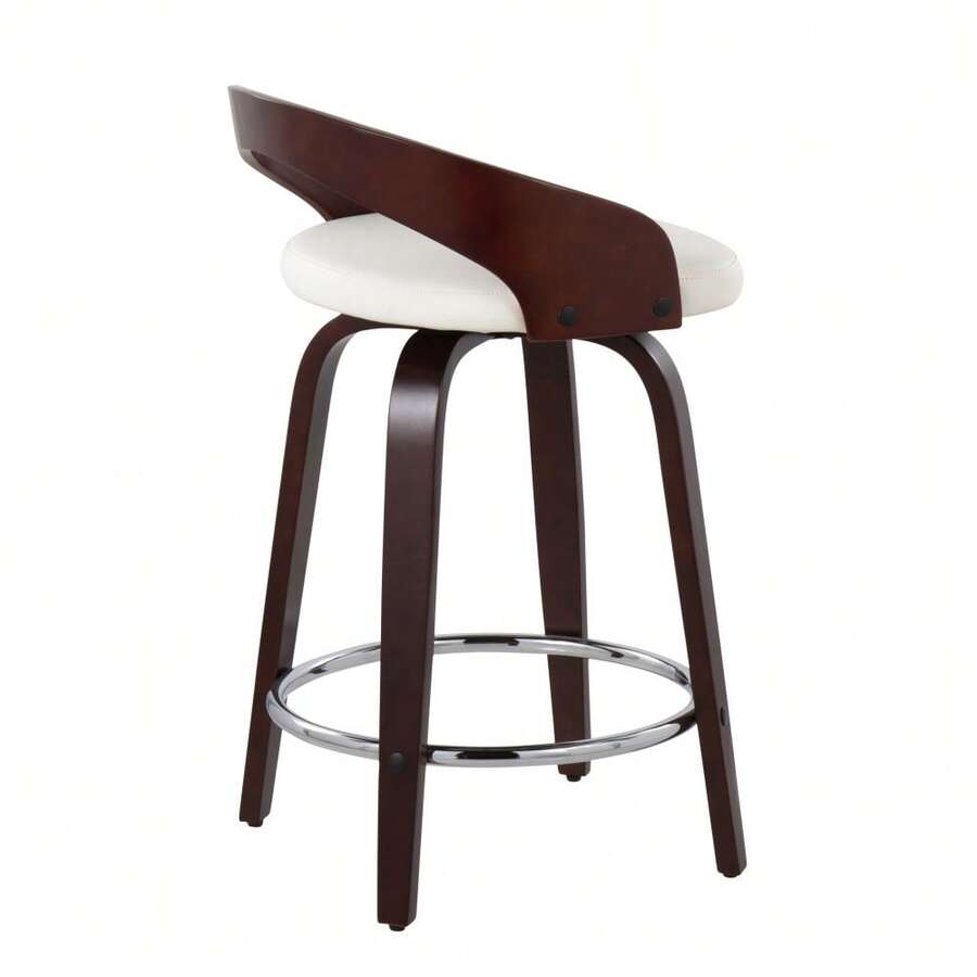 Grotto MidCentury Modern Counter Stool With Swivel In Cherry With