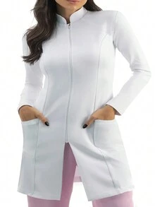 cimmuovere 大码女式护士服，纽扣前襟，多口袋设计，适合医院、护理、实验室工作