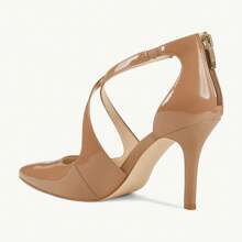 Womens High Heels Pointed Toe Pumps Crossed Strap D'Orsay Zip Up Stilettos Party Dress Shoes