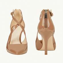Womens High Heels Pointed Toe Pumps Crossed Strap D'Orsay Zip Up Stilettos Party Dress Shoes