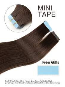 10pcs Mini Tape-In Hair Extensions, Human Hair, #2 Dark Brown, 14-22 Inches, Remy Human Hair, Invisible Tape-In Hair Extensions - S2 - View 3