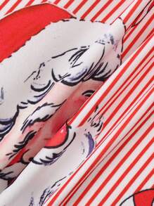 Christmas Santa Claus Print Infant Jumpsuit For Baby Boys & Girls - Red and White - View 8