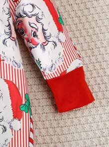 Christmas Santa Claus Print Infant Jumpsuit For Baby Boys & Girls - Red and White - View 5