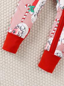 Christmas Santa Claus Print Infant Jumpsuit For Baby Boys & Girls - Red and White - View 7