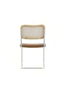 Set Of 2, Teddy Velvet Dining Chair With High-Density Sponge, Rattan Chair For Dining Room, Living Room, Bedroom, Black - 棕色+PU-1 - 查看 10