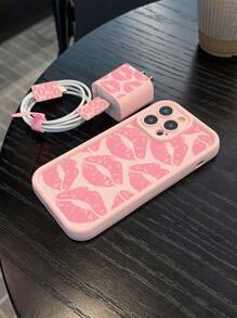 Set de 5 fundas de teléfono rosa, compatibles con 17, 17 Air, 17 Pro, 17 Pro Max, incluye cargador, cable de datos, cordón, compatible con iPhone 13, 14 Pro Max, 15 Pro Max, 11, 14 Plus, 15 Plus, XS Max, 16, 16 Pro Max - Rosa - Ver 4