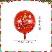 5/6 件圣诞红和绿色悬挂铝箔气球，包括圣诞球和 4D 糖果形悬挂气球，适用于圣诞派对装饰、冬季新年假期派对装饰、生日庆祝、圣诞主题活动和场景、室内和室外圣诞装饰、圣诞树悬挂气球 - 彩色 - 查看 15
