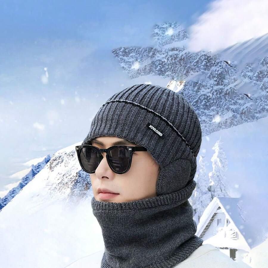 1 Mũ len nhung dày ngoài trời mùa đông, Mũ len giữ ấm và bảo vệ tai vào mùa đông, dành cho nam và nữ - Nhiều màu - Xem 1