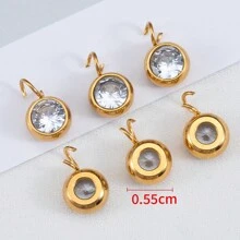 10 piezas de encantos de aro abierto de acero inoxidable con piedras de CZ, para hacer joyas DIY, pulsera, pendientes, accesorios - colgante - Ver 10