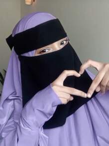 1 Stück weicher Gesichtsschal Schleier hautfreundlich, einfarbig Chiffon Hijab Frauenmaske für Gebet und täglichen Gebrauch, Stirnband Abaya Zubehör Valentinstag
