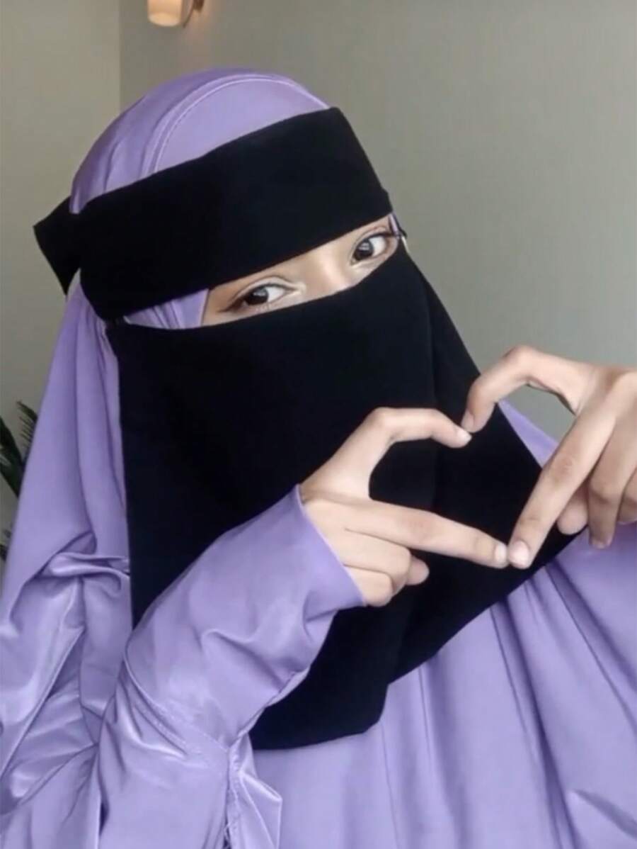 1 Stück weicher Gesichtsschal Schleier hautfreundlich, einfarbig Chiffon Hijab Frauenmaske für Gebet und täglichen Gebrauch, Stirnband Abaya Zubehör Valentinstag