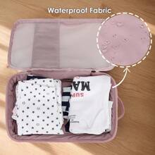 1pc Baby Clothes Storage Bag, Large Capacity Waterproof Dirty Laundry Organizer, Mom & Baby Travel Accessories, (Pink) - Dusty Pink - View 6