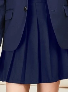 3 件套女孩经典学院风正装套装 - 衬衫、领带、夹克，适合学校、演出、度假、秋冬季 - 藏蓝色 - 查看 7