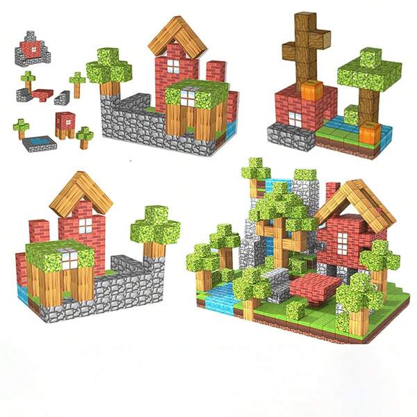 80-18 peças de brinquedos magnéticos, blocos de construção magnéticos, brinquedos de construção de cubo de quebra-cabeça, blocos magnéticos - conjunto de mundo magnético de mina de construção para meninos e meninas de 3 anos ou mais, brinquedos sensoriais para crianças pequenas, presentes, brinquedos de construção, brinquedos de construção de cubo de quebra-cabeça, brinquedos sensoriais educacionais Montessori STEM, presentes de aniversário, presentes de dia das bruxas e natal