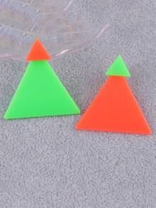 1 对欧美设计三角形霓虹色朋克风格女士耳环 - 嘻哈螢光大小AB款式三角形 - 查看 9