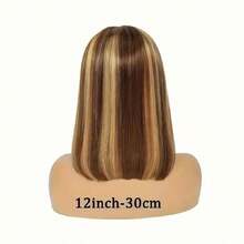 挑染波波头假发 真人头发预拔 4x4 渐变色蜜金色蕾丝前波波头假发 女士 4/27 金色渐变波波头假发 180% 密度短直波波头假发 - S4/27 - 查看 4