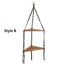 1 tấm gỗ tam giác hai lớp treo tường bằng dây thừng Boho thủ công dệt trang trí giá lưu trữ cho chậu hoa, nhà ở & nhà trọ - Nhiều màu - Xem 9