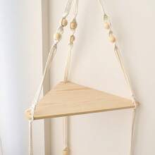 1 tấm gỗ tam giác hai lớp treo tường bằng dây thừng Boho thủ công dệt trang trí giá lưu trữ cho chậu hoa, nhà ở & nhà trọ - Nhiều màu - Xem 5