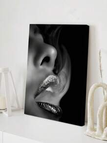 1pc Modern Black Lips Canvas Wall Art - Fashionable And Eye-Catching Wall Decor For Living Room, Bathroom, And Bedroom - Perfect Home Decor With No Frame - Multicolor - View 1