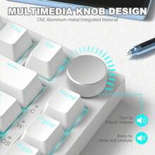 AJAZZ AK820 Mechanische Tastatur mit Tasten, 75% ANSI Layout, 82 Tasten, kabelgebundene Gaming-Tastatur, verbesserte Dichtungsanordnung, Hot Swappable, Custom Linear Switch, RGB Licht - Weiss - Übersicht 3