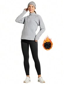 ZUTY 2 Stück thermisch gefütterte Leggings für Frauen, wasserabweisend, winterlich, wärmeisolierend, hoher Bund, Wanderleggings mit Taschen, Große Größen